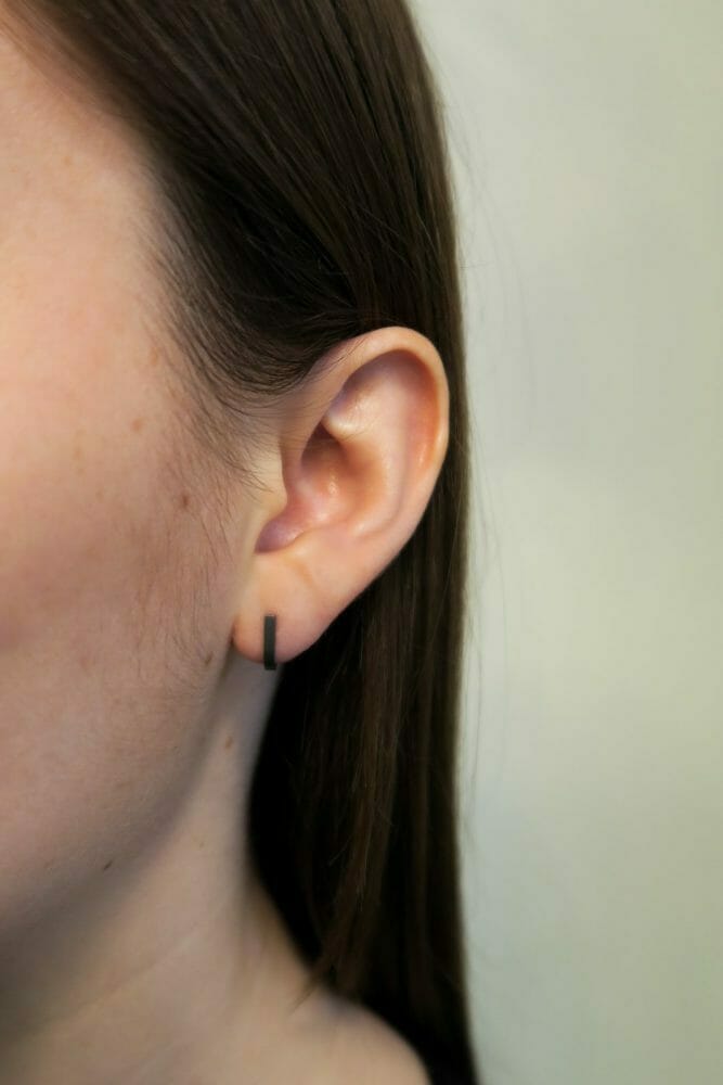 Bondage Ørestik I, Smal, Oxideret Sølv - Billede 2