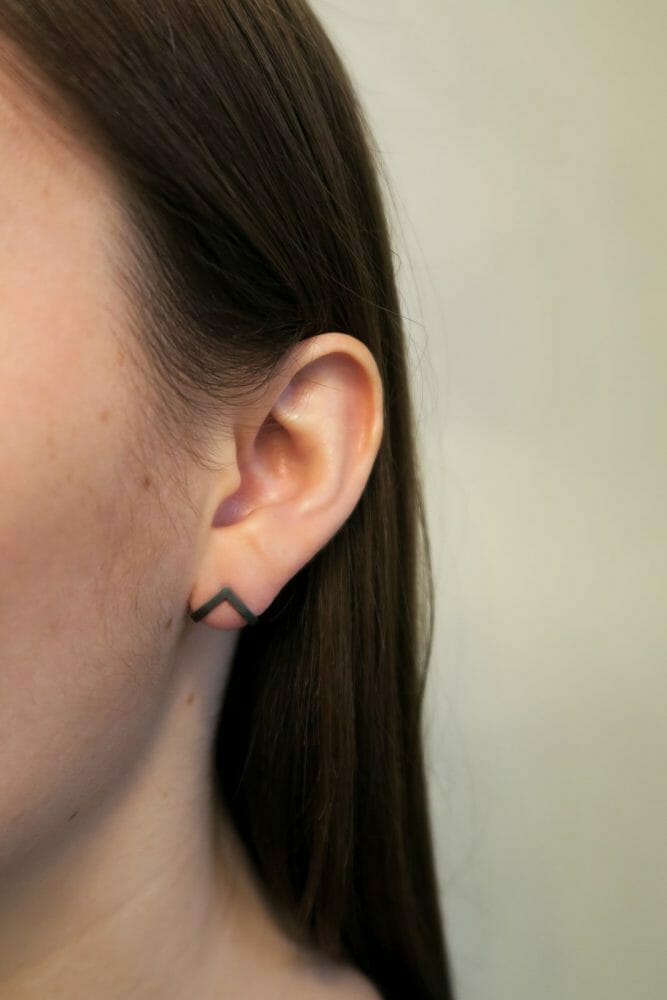 Bondage Ørestik II, Smal, Oxideret Sølv - Billede 2