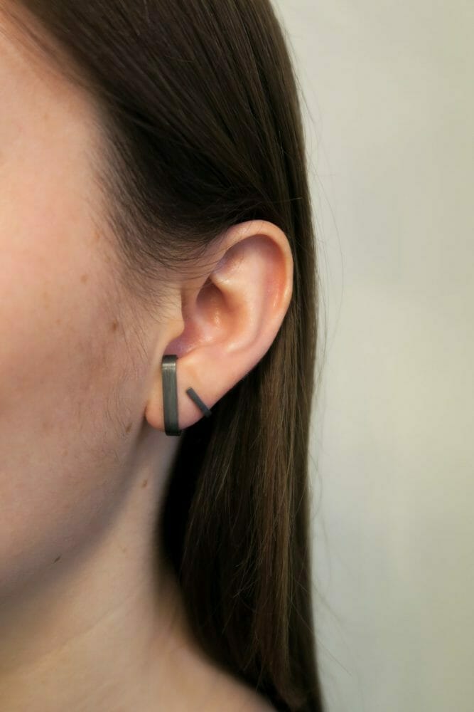 Bondage Ørestik I, Smal, Oxideret Sølv - Billede 3