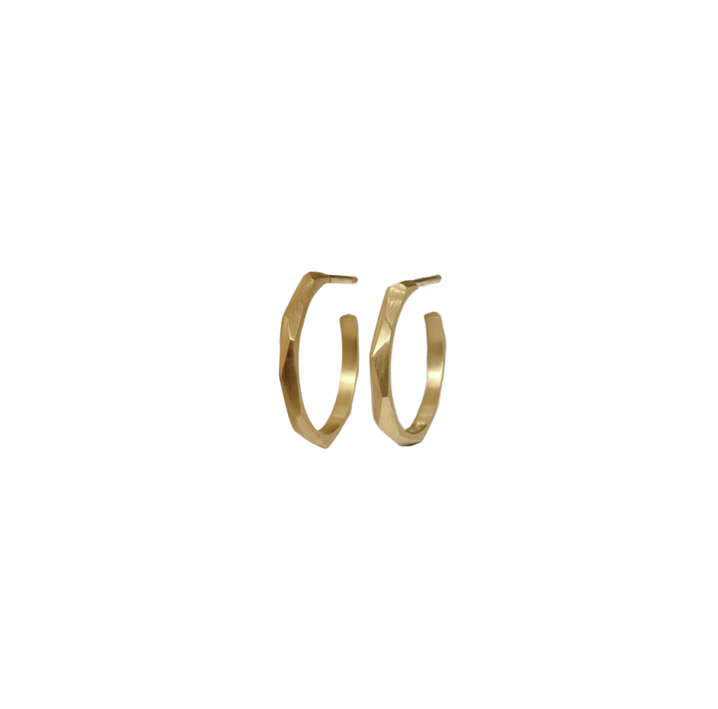 Facet Hoops, S, 18 kt Guld