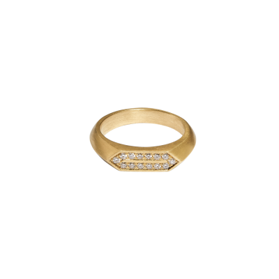 Facet Signet Ring, 18kt guld med diamanter