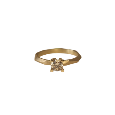 Mini Facet Ring, 18 kt. Guld med 0.40 ct Champagnefarvet diamant