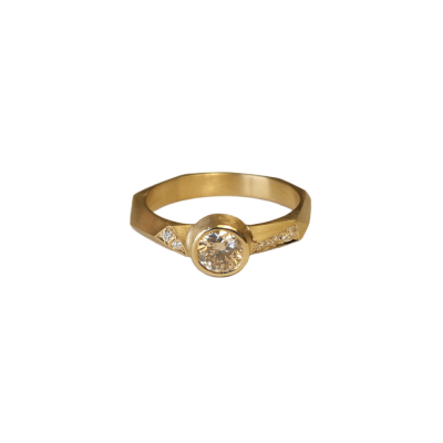 Facet Ring, 18 kt. Guld med diamanter