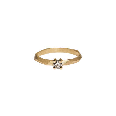 Mini Facet Ring, 18 kt. Guld med Champagnefarvet diamant
