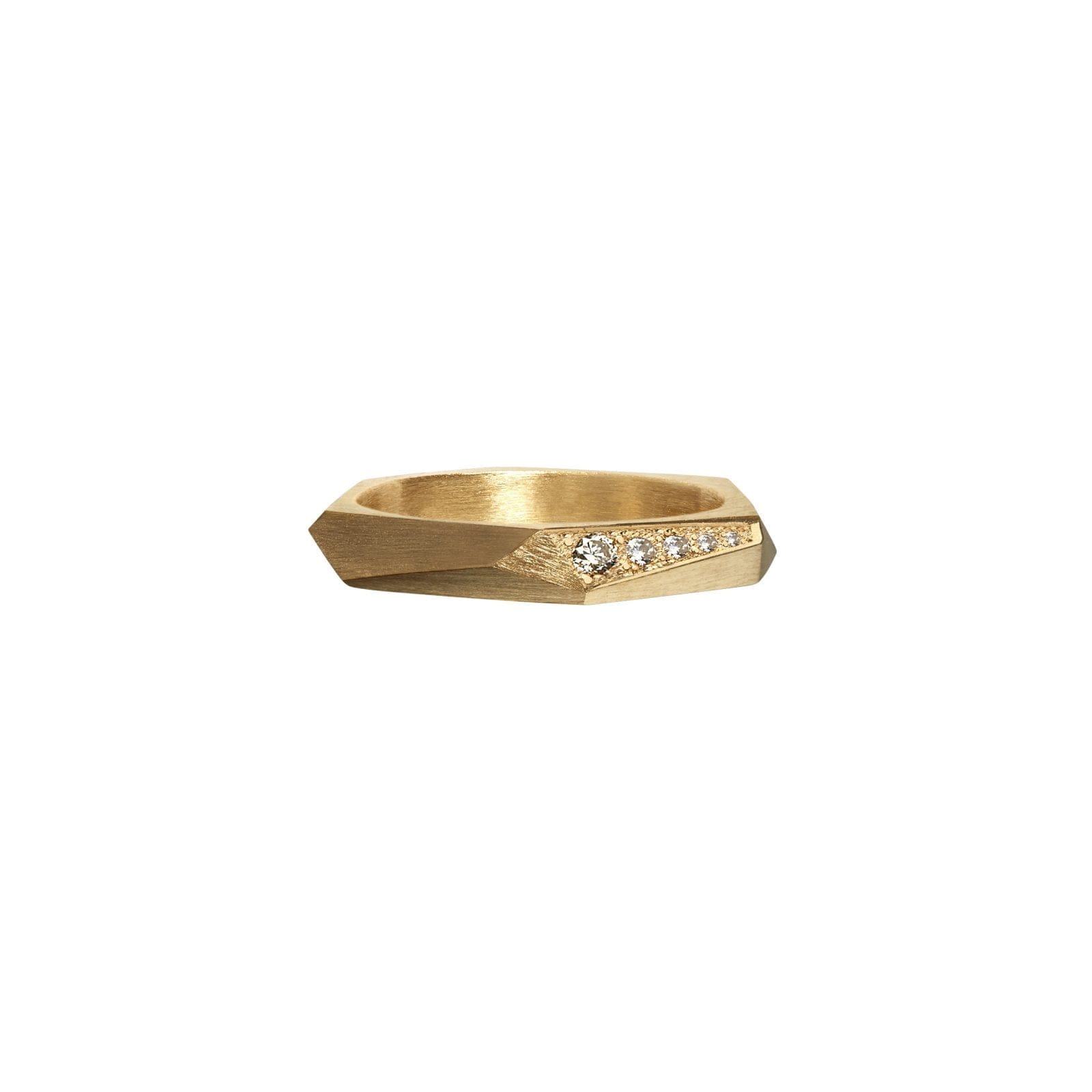 Thin Facet Ring, 18 kt. Guld, Diamanter